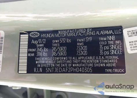 2023 Hyundai Santa Cruz Limited from USA, damaged, VIN 5NTJEDAF2PH040305